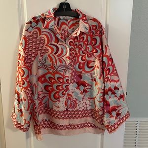 Zara multi color print blouse
